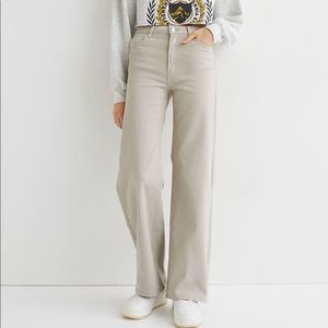 Wide leg twill pants